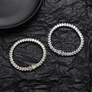 Bracelet tennis en moissanite couleur or blanc, coupe ovale, bijou fantaisie, cadeau pour femme - Product Image 4