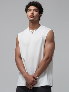 Men's White Sleeveless <b>Tank</b> Top Crew Neck <b>Muscle</b> Fit Solid Knit Vest Casual Gym Shirt - Product Image 1