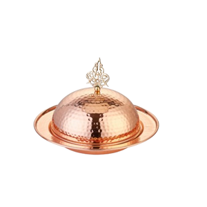 Bol à fruits en cuivre martelé brillant et poli, élégant centre de table, ensemble de service pour dattes et aliments - Product Image 1