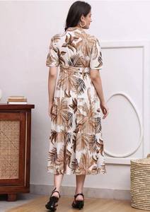 Vestido Midi de Algodón con Estampado Floral para Mujer, Corte Regular, Estilo Casual de Verano, Ropa Étnica de India y Pakistán, Impresión Digital, Elástico - Product Image 5