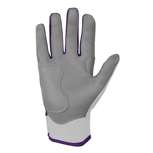 Guantes de bateo blancos con ribete morado y cierre de velcro acolchado para entrenamiento, unisex, para adultos - Product Image 4