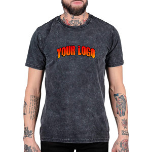 เสื้อยืดโอเวอร์ไซส์ทรงบ็อกซี่ สตรีทแวร์ ผ้าฝ้าย 285 กรัม ฟอกสีซีดแบบซันเฟด ตัดต่อผ้าด้านหน้าและด้านหลัง ลุคย้อนยุค พิมพ์โลโก้ตามสั่งสำหรับผู้ชาย - Product Image 1