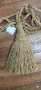 Handmade Jute <b>Curtain</b> Tieback with <b>Long</b> Decorative Tassel Rustic Style Textile Accessory - Product Image 2