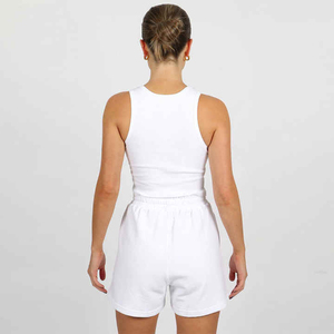 Débardeur court côtelé blanc basique pour femme, grande taille, ajusté, col rond, longueur courte, uni, haute qualité, personnalisé, décontracté, été - Product Image 5