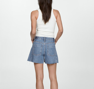 Shorts de Mezclilla de Cintura Alta para Mujer, con Dobladillo Deshilachado, Casuales, para Uso Diario en Verano, Producción Personalizada con Etiqueta Privada, Shorts de Mezclilla Premium para Mujer - Product Image 3