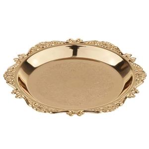 Plateau rond de luxe doré en acier inoxydable 304, assiette à serviettes, assiette à dessert en métal épaissi, écologique, pour fêtes - Product Image 5