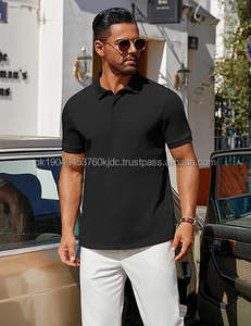 Camiseta Deportiva Clásica de Manga Corta para Hombre, de Poliéster Grueso, con Cuello y Puños Acanalados, Bordada, Sólida, Anti-Pilling - Product Image 2