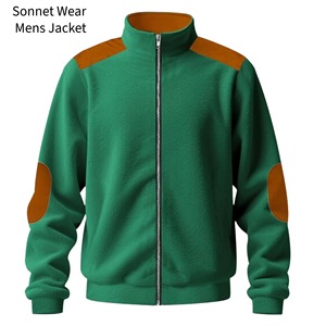 Men's <b>Smart</b> Casual Fleece <b>Jacket</b> with Zip-Up Stand Collar Quick Dry 100% Cotton Washed Finish - Product Image 2