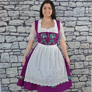 Women's Bavarian Dirndl <b>Dress</b> Knee-Length A-Line With Floral Embroidery Short Sleeve Traditional Folk Costume - Product Image 4