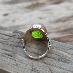 Green Copper <b>Turquoise</b> <b>Ring</b> 925 Sterling Silver Statement <b>Ring</b> Women's Promise Wedding Party Wear Gift for Her - Product Image 2