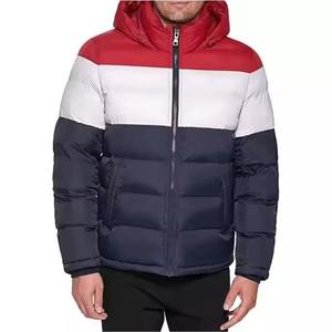 Men Color Blocking Hooded Puffer <b>Jacket</b> Windproof Winter Casual Coat Polyester Wadding Zipper Closure 2026 - Product Image 2