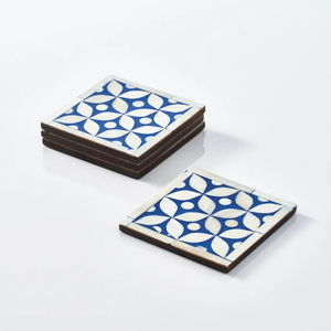Luxury Handmade Bone Inlay Tea Coaster Set Premium Quality Drink Mat for Tea Coffee <b>Table</b> <b>Protection</b> - Product Image 2