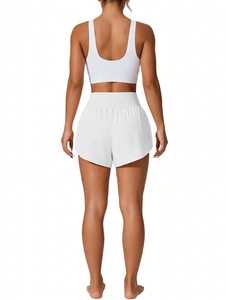 ONETEN APPAREL Conjunto Deportivo de 3 Piezas para Mujer, Shorts Blancos de Cintura Alta, Tejido Transpirable, Color Sólido, Sudadera Holgada Informal - Product Image 6