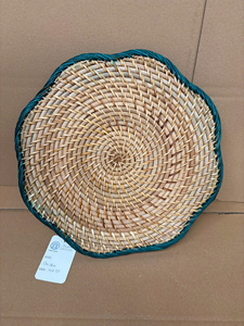 Handwoven <b>Round</b> <b>Placemat</b> with Scalloped Edge Natural Rattan Table Mat Decorative Dining <b>Placemat</b> Eco Friendly Tableware Boho - Product Image 3