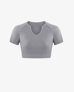 Débardeur court sans couture à col rond noir pour femmes adultes, manches courtes, couleur unie, 100% coton, respirant, anti-rides, séchage rapide - Product Image 3