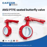 Vanne papillon ANSI PTFE à siège, classe 150, type Wafer, en acier au carbone et acier inoxydable, à vis sans fin, pneumatique, électrique, API 609, pour produits chimiques et acides
