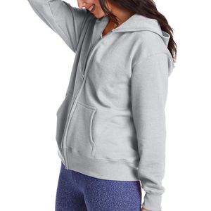Best Quality Winter Casual Long Sleeve Women's Zipper Hoodies Front Custom Logo Eco-Friendly Breathable 100% Cotton OEM - Product Image 5
