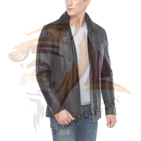 Vestes en cuir à motifs unis pour hommes, vente directe d'usine, vestes d'hiver en cuir véritable pour hommes en gros