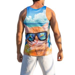 Camisetas sin mangas transpirables de talla grande a la moda para hombres-Camisetas sin mangas con estampado personalizado de proveedor de moda de Pakistán - Product Image 2