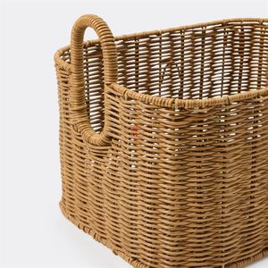 Panier de rangement rectangulaire moderne en rotin synthétique tressé à la main Viettimecraft, écologique, avec poignée, pour salon - Product Image 2
