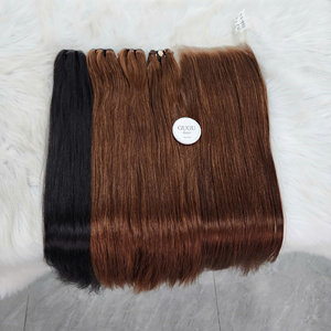 ผมต่อแบบเวอร์จินแท้ 100% จากเวียดนาม แบบตรงธรรมชาติ  แบบ Double Weft  พร้อมผมปิดหน้าผาก สีธรรมชาติ สำหรับผู้หญิงผิวสี ขายส่ง - Product Image 1