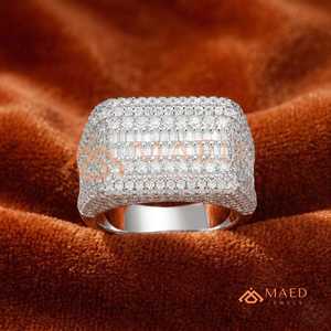 Men's Baguette Moissanite <b>Ring</b> Silver Tone <b>Iced</b> Out Hip Hop Statement <b>Ring</b> Round Cut Luxury Jewelry Gift Men - Product Image 4
