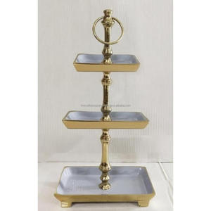 Support à cupcakes à 2 niveaux en acier inoxydable poli brillant, plateaux de service portables en métal pour événements et fêtes - Product Image 2