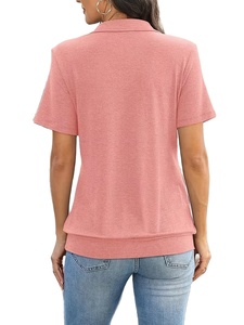 V-Neck for Polo Shirt New Design Knitted Jersey Women's Plus Size Summer Casual Shirts Breathable Eco-Friendly 100% Cotton Front - Product Image 6