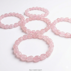 Natural Rose Quartz Bracelet Tumbled Shape Crystal Beads Elastic Stretch <b>Healing</b> Stone Bracelet Handmade Jewelry Wholesale Bulk - Product Image 2