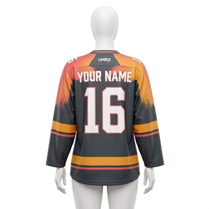 Camiseta de Hockey Unisex Personalizada, Corte Ajustado, Sublimada, con Nombre y Número del Equipo, Cuello en V, Paneles de Malla Ventilada, Manga Larga - Product Image 2