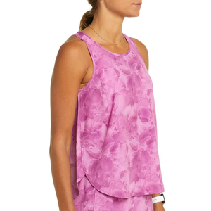 Camiseta sin mangas con estampado floral rosa para mujer, cuello redondo, tejida, transpirable, deportiva, para entrenamiento, fitness, yoga, correr, gimnasio - Product Image 3