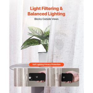Cortinas de Lino Natural de 52 x 84 Pulgadas, Juego de 2 Paneles, Semitransparentes, con Filtro de Luz, Textura de Lino, con Bolsillo para Barra y Lengüetas Traseras - Product Image 5