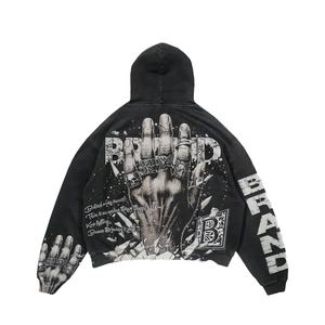 Sweat à capuche délavé vintage pour hommes 100% coton Sun Fade No String Pullover DTG Print Acid Wash Styles personnalisables pour l'hiver - Product Image 3