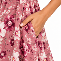 Robe longue décontractée d'été pour femme, rose poudré, à motifs floraux, sans manches, col rond, coupe trapèze – Fournisseur de vêtements en gros OEM ODM