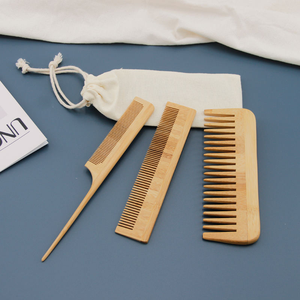 Ensemble professionnel de 3 peignes à queue de rat naturels, peignes à dents larges, peignes à cheveux en bois de bambou écologiques, très vendus - Product Image 2