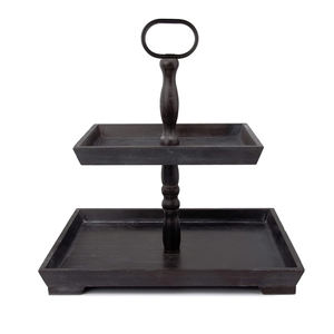 Modern Rustic Wooden 2-Tier <b>Tray</b> Stand White Wood with Farmhouse Decor Kitchen Counter Tabletop Storage Wholesale <b>Tiered</b> <b>Trays</b> - Product Image 4