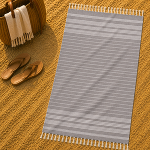 Serviette de plage Fouta à rayures teintes en fil, super absorbante, serviette Fouta écologique, serviette Hammam multi-usages. - Product Image 5