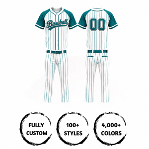 Ensemble uniforme de baseball personnalisé à rayures, 100 % polyester, manches courtes, anti-humidité, coupe régulière pour homme adulte, impression sérigraphique - Product Image 3