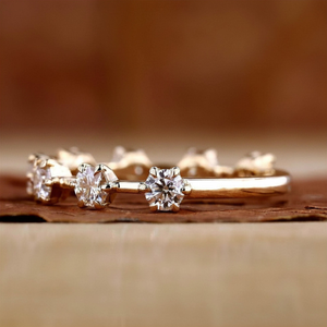 Full Eternity Moissanite Band Round Cut Wedding <b>Ring</b> Shared Prong <b>Stacking</b> <b>Ring</b> 14K Gold Plated Anniversary Band Unisex Party - Product Image 2