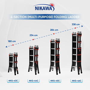 VIETLADDERS EN131 Modern NVLG-45 4-Section Aluminum Industrial Folding <b>Ladder</b> 12ft Multi-Position Home Supermarket Use 150kg - Product Image 2