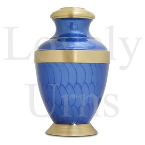 Urne funéraire en laiton bleu feuille, récipient pour cendres, souvenir inspiré de la nature, élégant, durable, qualité supérieure - Product Image 3