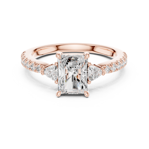 Anillo de compromiso de oro rosa con diamante ovalado, banda pavé, engaste catedral, diamante cultivado en laboratorio, joyería de boda para mujer, oro rosa esmeralda - Product Image 1