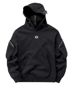 Sudaderas Y2K Hip Hop al por Mayor, Cuello Alto, Cortavientos, Personalizadas, Techwear Negro, Fabricante OEM de Ropa Técnica - Product Image 3