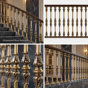 Rampe en laiton baroque pour hôtels de luxe, villas, escaliers et balcons - Product Image 5