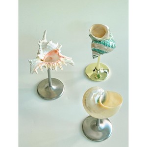 Highest quality customizable metal & sea shell wine glass elegant design complements modern and classic <b>table</b> decor - Product Image 6