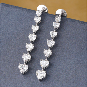 Pendientes de Diamante Cultivado en Laboratorio con Corte Corazón de 5.36 CT, Diseño de Aro Chapado en Oro Blanco de 14K y Oro de 18K, para Boda o Fiesta - Product Image 1