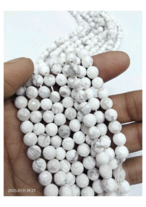 Cuentas Redondas Lisas de Howlite Natural, Grado A Superior, Cuentas de Piedras Preciosas al por Mayor, Ágata Mirani de Rajasthan, Tema Amor - Product Image 2