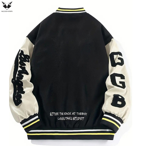 Oversized Varsity <b>Jacket</b> Men Hip Hop Embroidery Letterman Bomber <b>Jacket</b> Unisex <b>Patchwork</b> College Streetwear Outerwear <b>Jacket</b> - Product Image 2