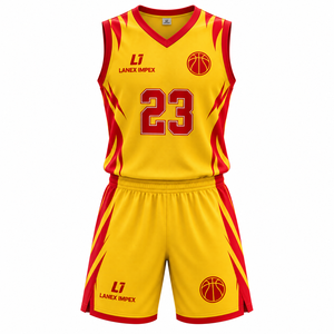 Ensemble d'uniformes de basketball de haute qualité pour hommes et garçons, maillot de basketball personnalisé pour équipe avec short assorti, vêtements de sport respirants - Product Image 1