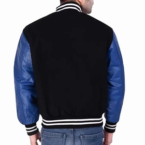 High Quality Letterman Varsity <b>Jacket</b> Wool Body Genuine Leather Sleeves Stand Front Windproof Breathable Winter Wear <b>Smart</b> - Product Image 3